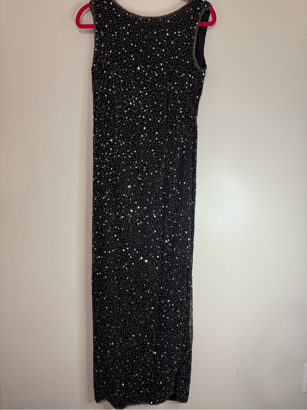 Laurence Kazar NWT Vintage Silk Black Sequin Beaded Evening Gown size large